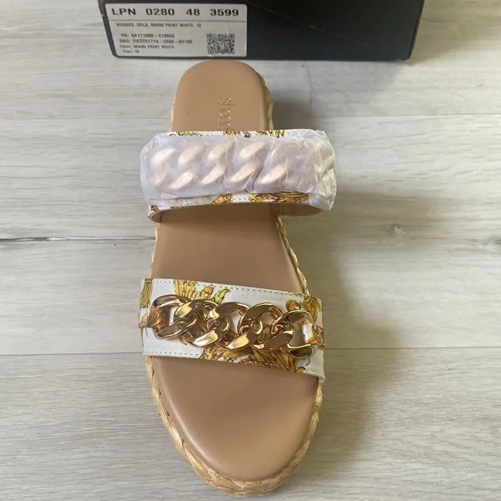 Shoedazzle Dola Platform Sandal‎ Miami White 10 New in Boxes